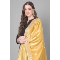 Women's Velvet Gotta Patti Dupatta (Gold, Length:Â 2.25 to 2.50 Mtr)