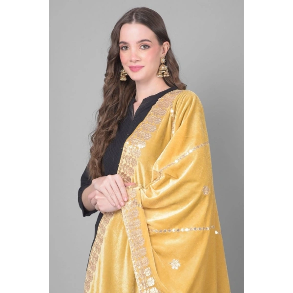 Women's Velvet Gotta Patti Dupatta (Gold, Length:Â 2.25 to 2.50 Mtr)