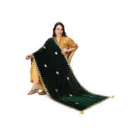 shopnav's Women's Velvet Gotta Patti Dupatta (Green, Length:Â 2.25 to 2.50 Mtr) - Green