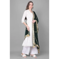 Women's Velvet Gotta Patti Dupatta (Green, Length: 2.25 to 2.50 Mtr)