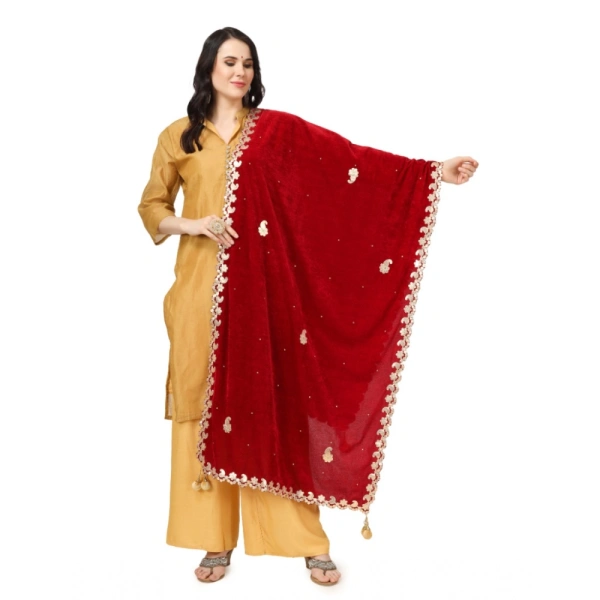 Women's Velvet Gotta Patti Dupatta (Maroon, Length:Â 2.25 to 2.50 Mtr) - Maroon