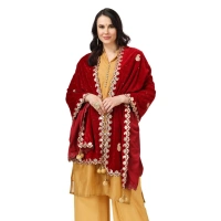 Women's Velvet Gotta Patti Dupatta (Maroon, Length:Â 2.25 to 2.50 Mtr) - Maroon