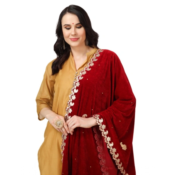 Women's Velvet Gotta Patti Dupatta (Maroon, Length:Â 2.25 to 2.50 Mtr) - Maroon