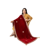 shopnav's Women's Velvet Gotta Patti Dupatta (Maroon, Length:Â 2.25 to 2.50 Mtr)