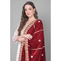 Women's Velvet Gotta Patti Dupatta (Maroon, Length: 2.25 to 2.50 Mtr)