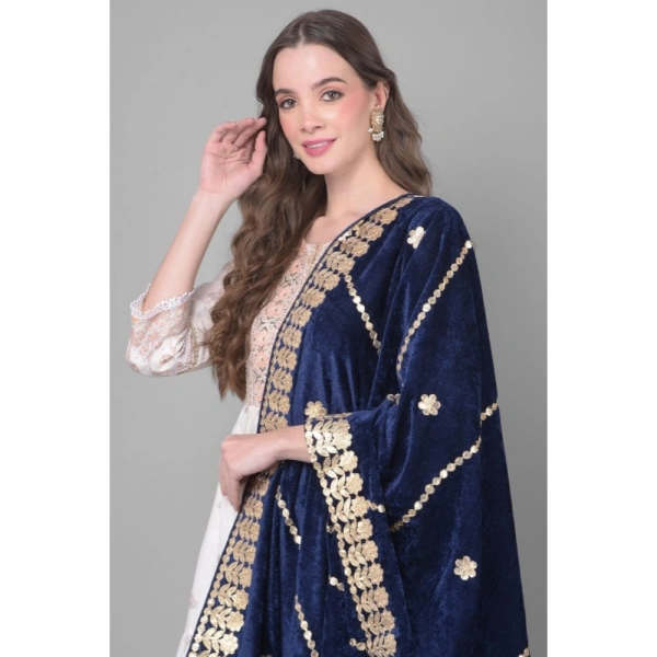 Women's Velvet Gotta Patti Dupatta (Navy, Length:Â 2.25 to 2.50 Mtr)
