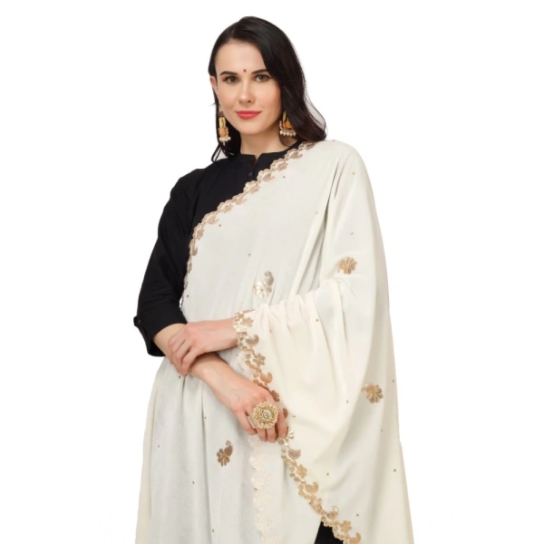 Women's Velvet Gotta Patti Dupatta (Off White, Length:Â 2.25 to 2.50 Mtr) - Off-White