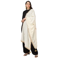 Women's Velvet Gotta Patti Dupatta (Off White, Length:Â 2.25 to 2.50 Mtr) - Off-White