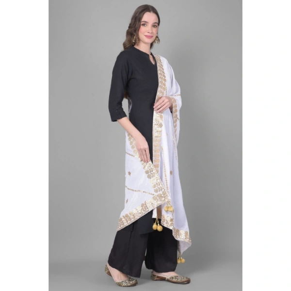 shopnav's Women's Velvet Gotta Patti Dupatta (Off White, Length:Â 2.25 to 2.50 Mtr)