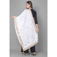 shopnav's Women's Velvet Gotta Patti Dupatta (Off White, Length:Â 2.25 to 2.50 Mtr)