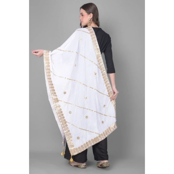 shopnav's Women's Velvet Gotta Patti Dupatta (Off White, Length:Â 2.25 to 2.50 Mtr)