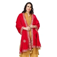 shopnav's Women's Velvet Gotta Patti Dupatta (Pink, Length:Â 2.25 to 2.50 Mtr) - Pink