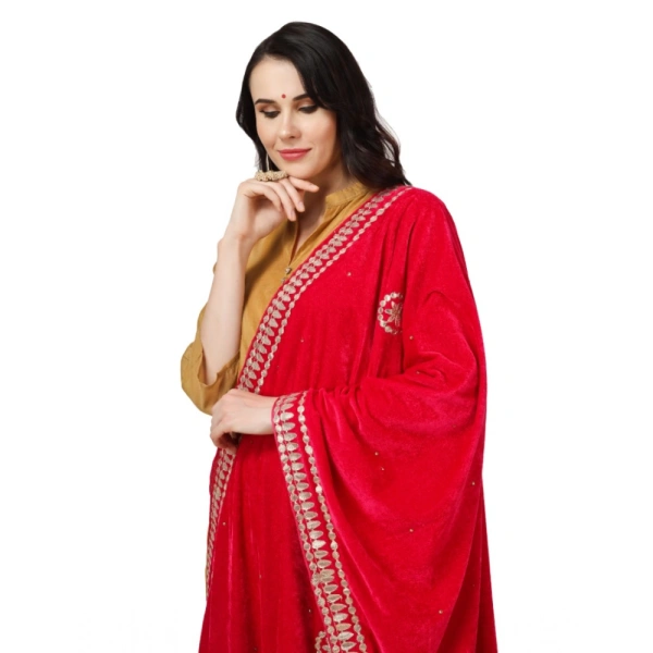 shopnav's Women's Velvet Gotta Patti Dupatta (Pink, Length:Â 2.25 to 2.50 Mtr) - Pink