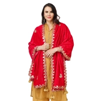 Women's Velvet Gotta Patti Dupatta (Pink, Length: 2.25 to 2.50 Mtr)