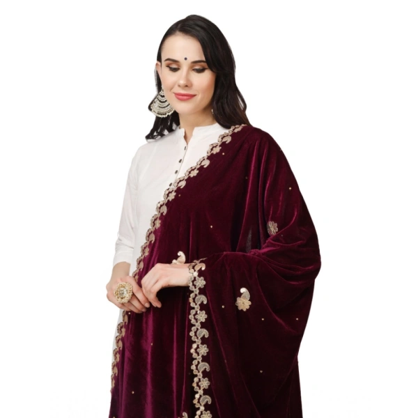 Women's Velvet Gotta Patti Dupatta (Purple, Length:Â 2.25 to 2.50 Mtr) - Purple