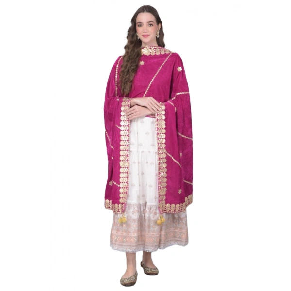 Women's Velvet Gotta Patti Dupatta (Purple, Length:Â 2.25 to 2.50 Mtr)