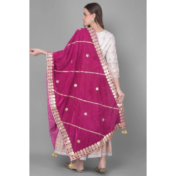 Women's Velvet Gotta Patti Dupatta (Purple, Length:Â 2.25 to 2.50 Mtr)