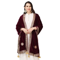 Women's Velvet Gotta Patti Dupatta (Purple, Length:Â 2.25 to 2.50 Mtr)