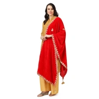 Women's Velvet Gotta Patti Dupatta (Red, Length:Â 2.25 to 2.50 Mtr) - Red