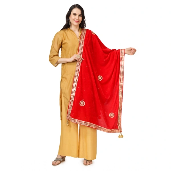 Women's Velvet Gotta Patti Dupatta (Red, Length:Â 2.25 to 2.50 Mtr)