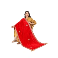 Women's Velvet Gotta Patti Dupatta (Red, Length:Â 2.25 to 2.50 Mtr)