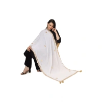 shopnav's Women's Velvet Gotta Patti Dupatta (White, Length:Â 2.25 to 2.50 Mtr) - White