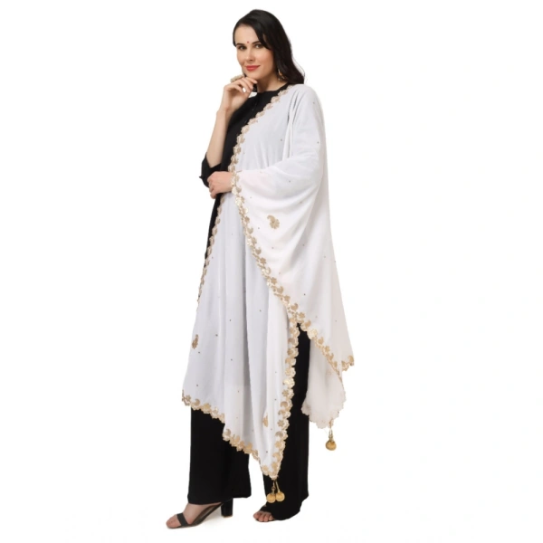 shopnav's Women's Velvet Gotta Patti Dupatta (White, Length:Â 2.25 to 2.50 Mtr) - White