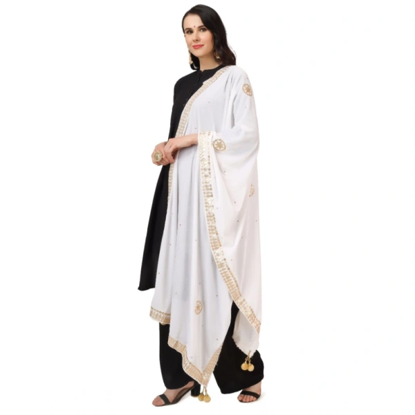 Women's Velvet Gotta Patti Dupatta (White, Length:Â 2.25 to 2.50 Mtr)
