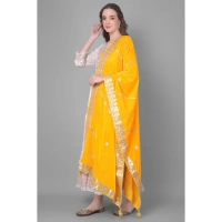 Women's Velvet Gotta Patti Dupatta (Yellow, Length:Â 2.25 to 2.50 Mtr)