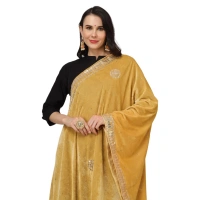 Women's Velvet Gotta Patti Dupatta (Yellow, Length:Â 2.25 to 2.50 Mtr)