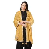 Women's Velvet Gotta Patti Dupatta (Yellow, Length:Â 2.25 to 2.50 Mtr) - Yellow