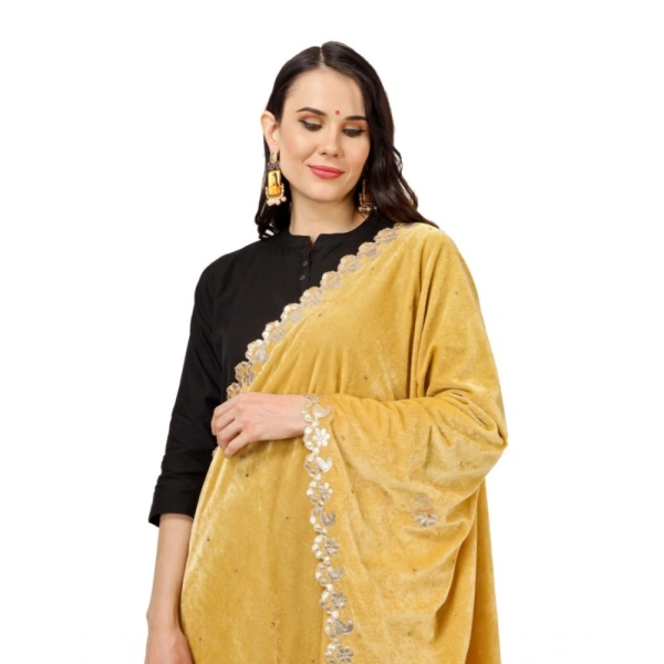 Women's Velvet Gotta Patti Dupatta (Yellow, Length:Â 2.25 to 2.50 Mtr) - Yellow