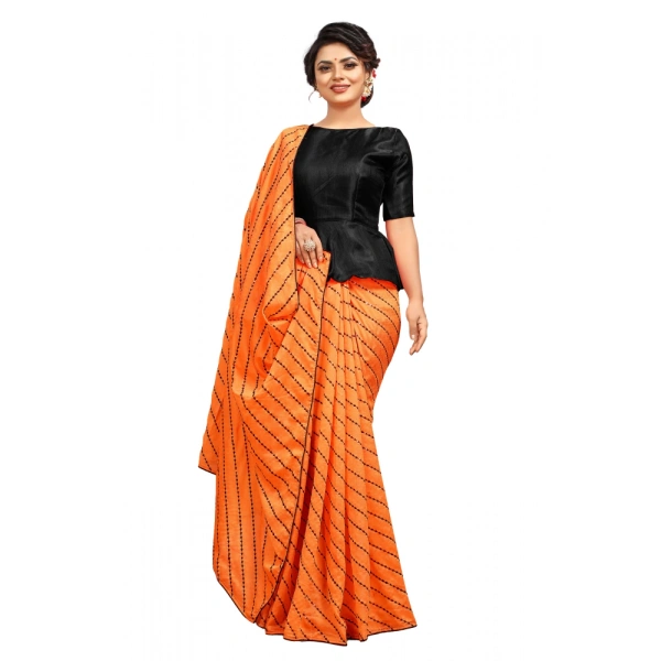 Women's Vichitra Saree with Blouse (Orange, 5-6 Mtrs) - Orange