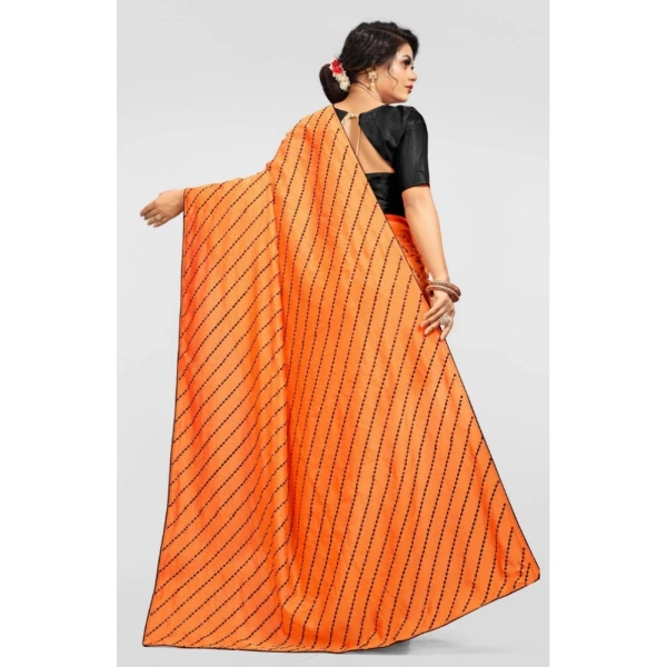 Women's Vichitra Saree with Blouse (Orange, 5-6 Mtrs) - Orange