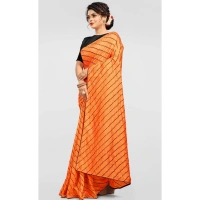 Women's Vichitra Saree with Blouse (Orange, 5-6 Mtrs) - Orange