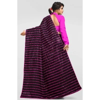 Women's Vichitra Saree with Blouse (Pink, 5-6 Mtrs) - Pink