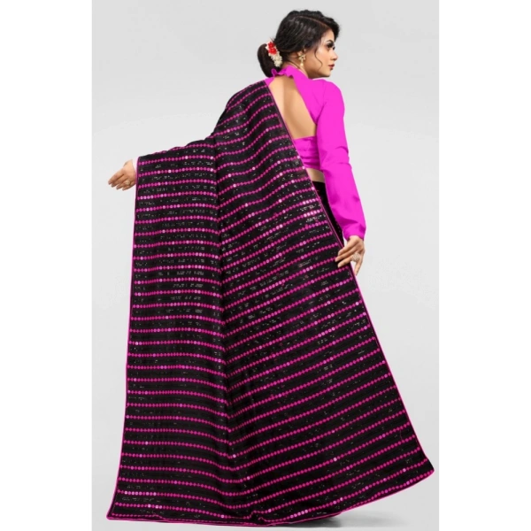 Women's Vichitra Saree with Blouse (Pink, 5-6 Mtrs) - Pink