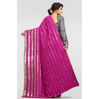 Women's Vichitra Saree with Blouse (Pink, 5-6 Mtrs) - Pink