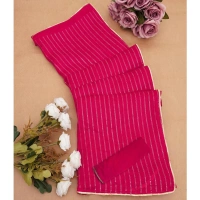 Generic Women's Vichitra Silk Striped Saree With Unstitched Blouse 5.5Mtr (Pink) - Pink