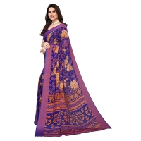 Women's Viscose Rayon Printed Saree With Unstitched Blouse (Blue) - Blue
