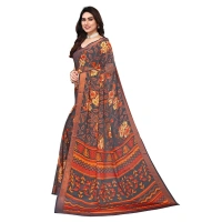 Women's Viscose Rayon Printed Saree With Unstitched Blouse (Grey) - Grey