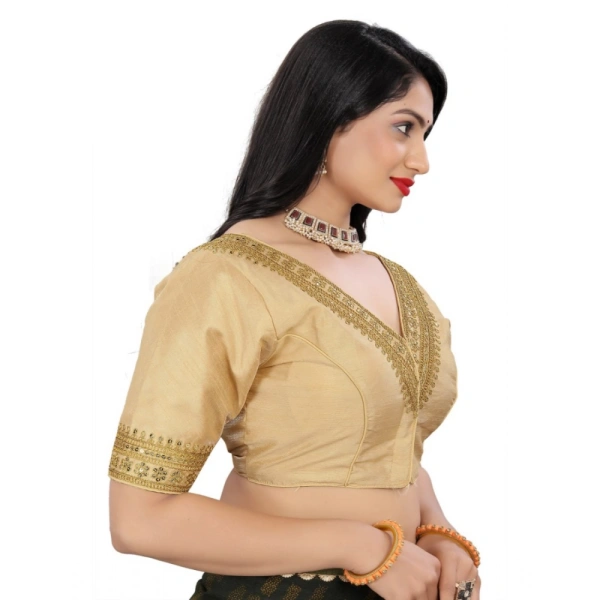Women's Banglory Embroidery Readymade Blouse (Beige, Size: Free Size)