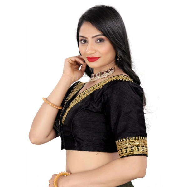 Women's Banglory Embroidery Readymade Blouse (Black, Size: Free Size)