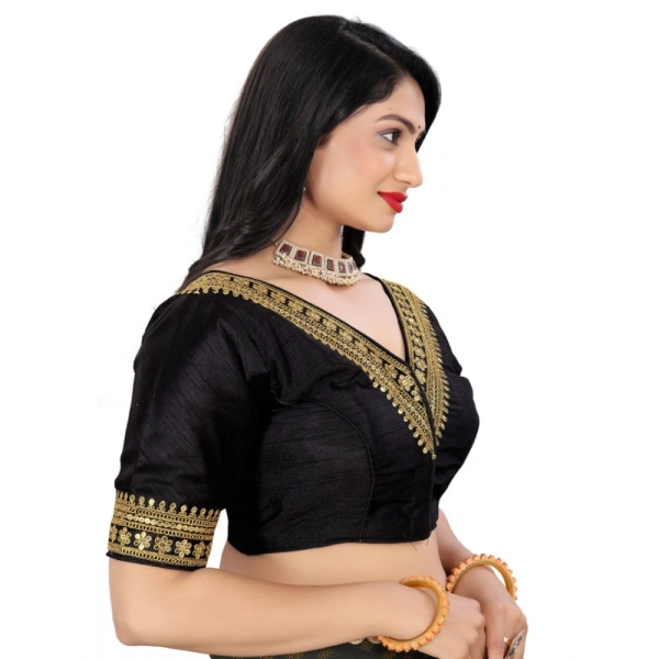 Women's Banglory Embroidery Readymade Blouse (Black, Size: Free Size)