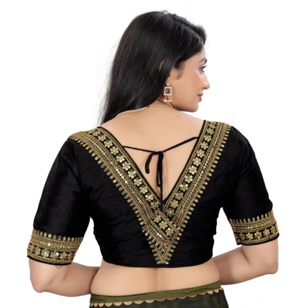 Women's Banglory Embroidery Readymade Blouse (Black, Size: Free Size)