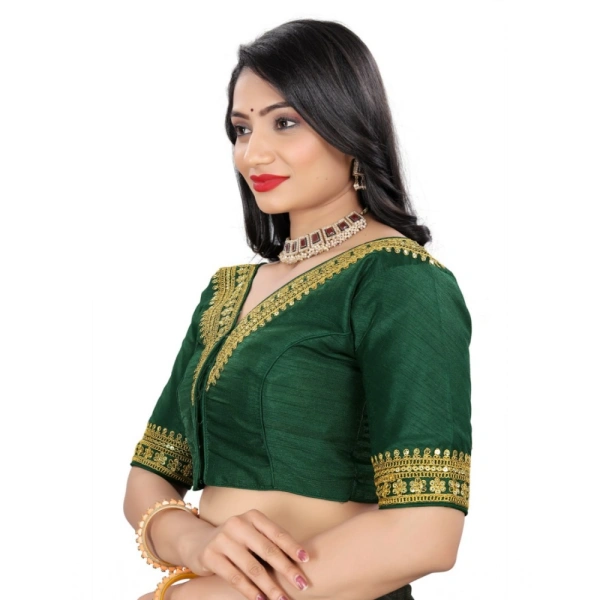 Women's Banglory Embroidery Readymade Blouse (Green, Size: Free Size)