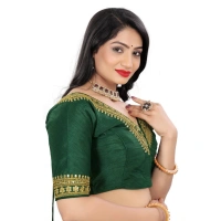 Women's Banglory Embroidery Readymade Blouse (Green, Size: Free Size)