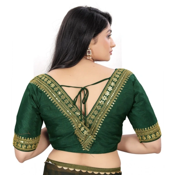 Women's Banglory Embroidery Readymade Blouse (Green, Size: Free Size)
