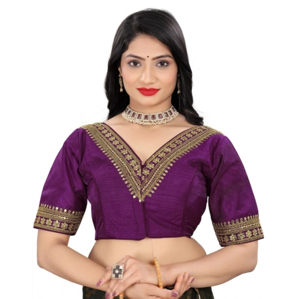 Women's Banglory Embroidery Readymade Blouse (Magenta, Size: Free Size)