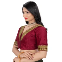 Women's Banglory Embroidery Readymade Blouse (Maroon, Size: Free Size)